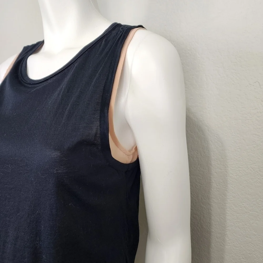 J. Crew Double Layer Ruffle Hem Tank Black Sleeveless Top  Size S